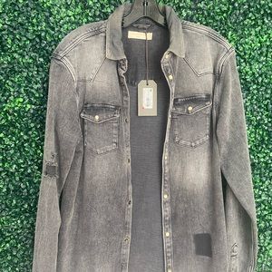 New All Saints Distressed Denim Button shirt Small Medium
